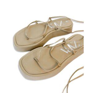 Zara Beige Lace-Up Platform Sandals